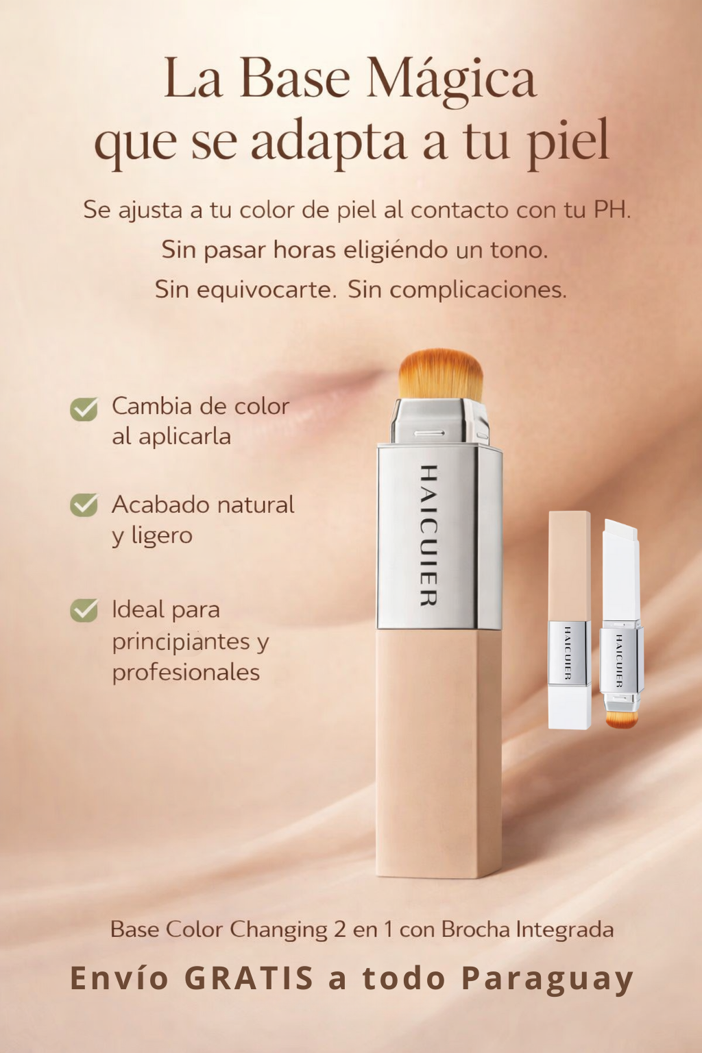 Base Color Changing 2 en 1 con brocha incluida