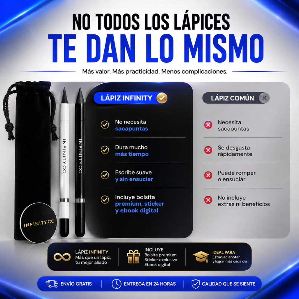 Lápiz Infinity® Sin Sacapuntas – Escritura Continua, Reutilizable y Portátil