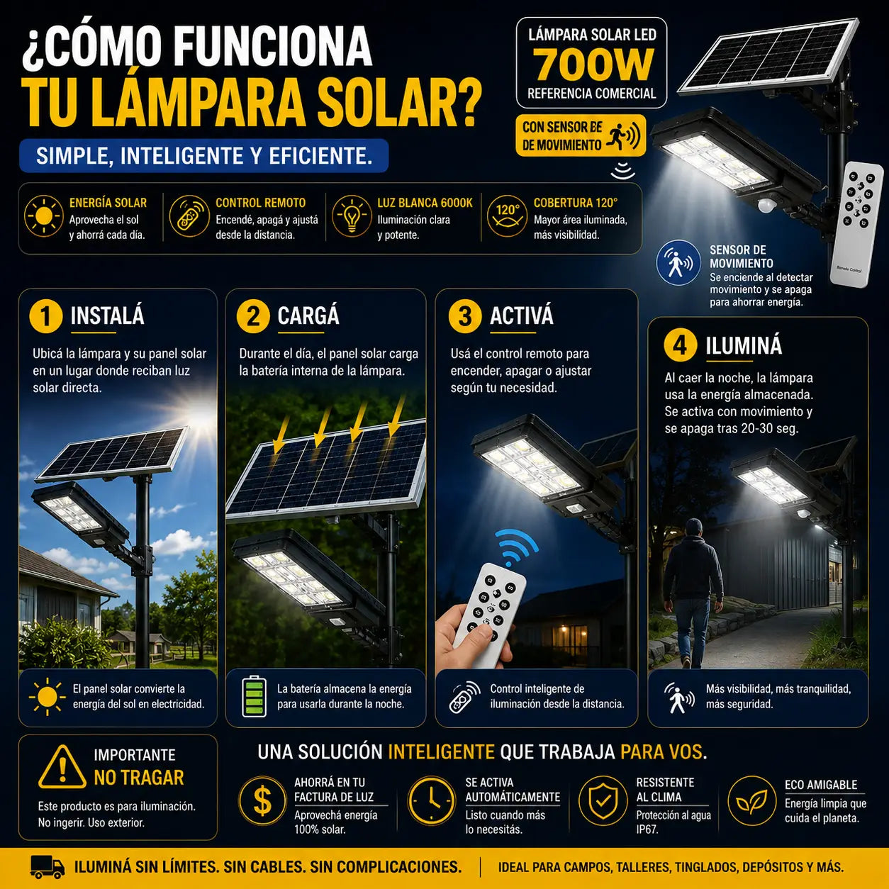 LUMIMAX SOLAR 700w® - Ahorra En la ANDE Dia a Dia⚡