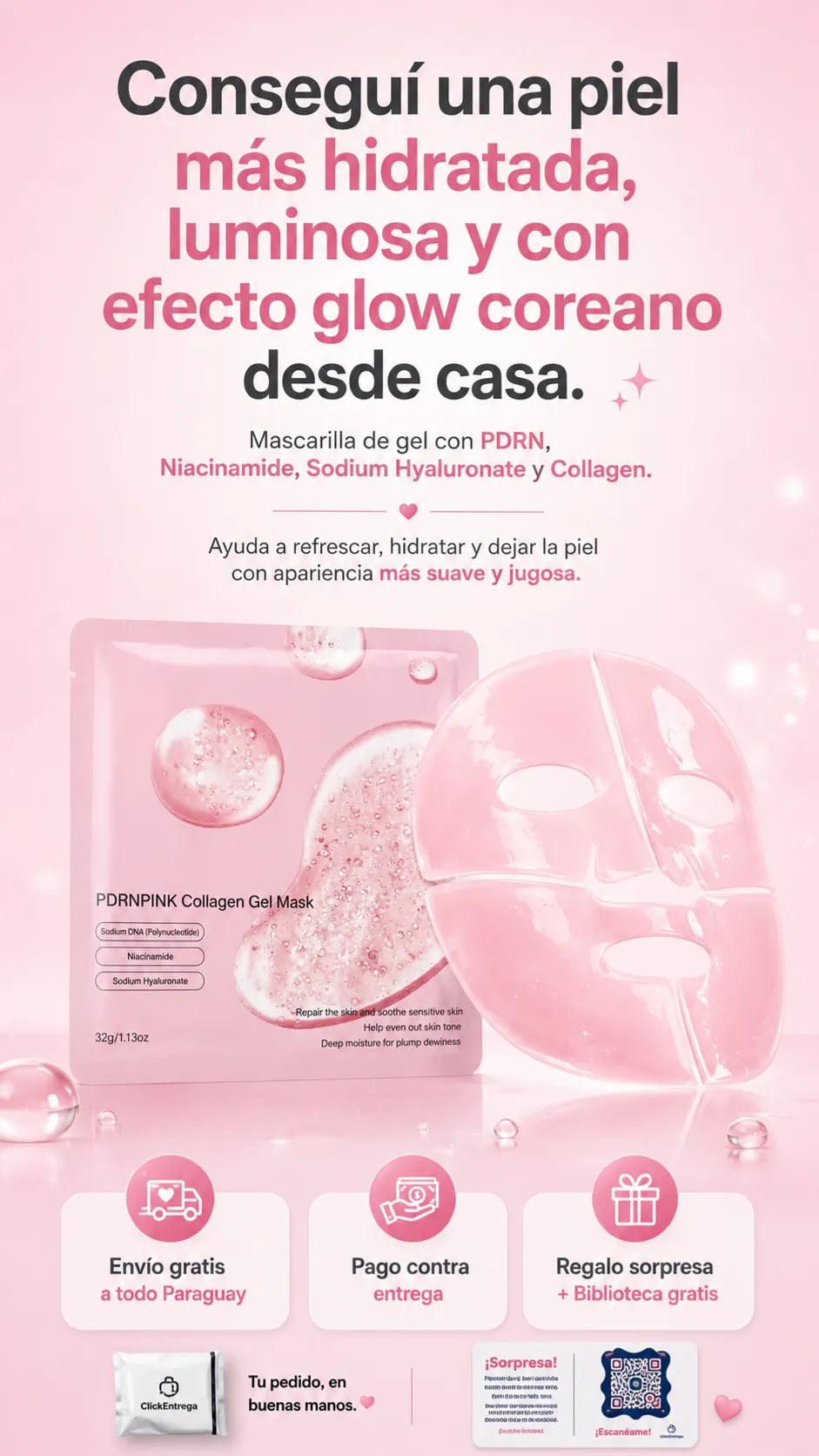 Mascarilla PDRN + Niacinamida + Acido Hialuronico + Colageno Hidrolizado